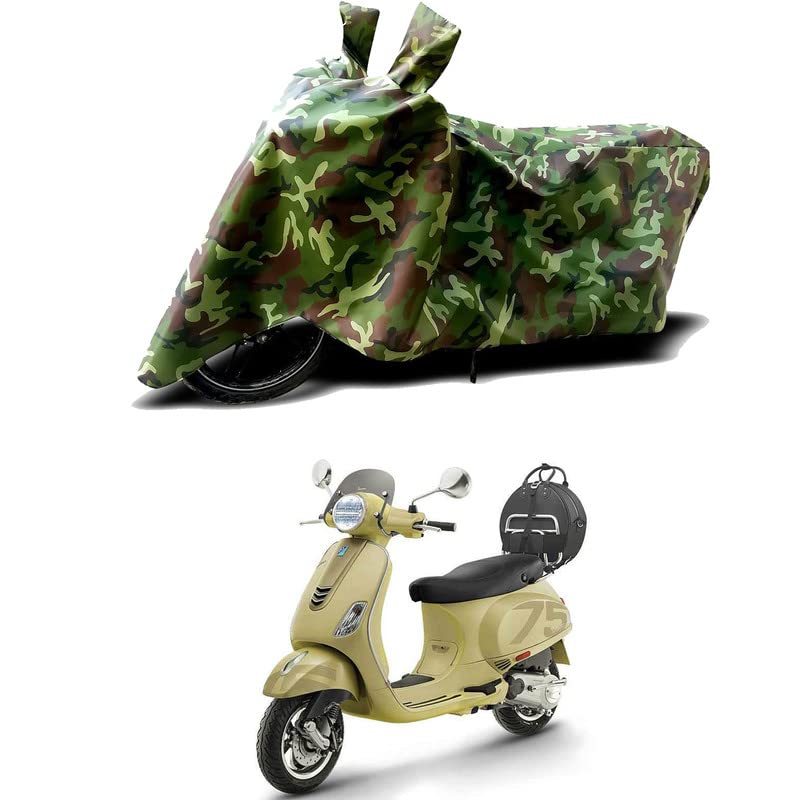 Image of 100% Water Resistant Full Bike Scooty Two Wheeler Body Cover Compatible For Vespa VXL 150 BS6 /UV-Rays /Heat Protection /Birds Dropping /Scratchproof /Dust proof /Waterproof /All Varient[Green MJ]