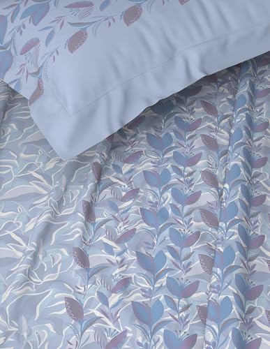 Image of Spaces Welspun Ease 120 TC 100% Cotton Floral Print Double Bedsheet with 2 Pillow Covers - Soft Feel, Easy Care & Skin Friendly - 224X254 Cm - Light Violet