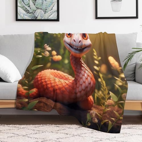 Couverture en flannel douce anti-pilling avec motif serpent 3D