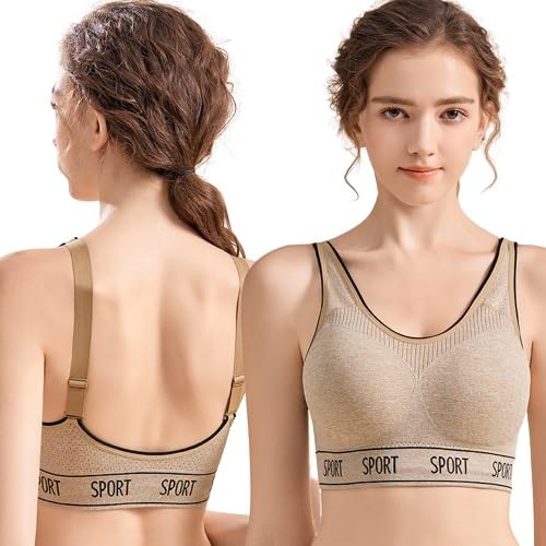 alexvyan Sports Bra Brown (M Size -28 to 34) High Stretch Breathable Adjustable Strap Wirefree Fitness Women Padded for Running Yoga Gym Seamless Bra -Cotton Elastane-picture-10