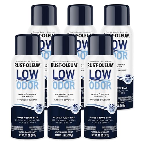 Image of Rust-Oleum Low Odor Premium Spray Paint, 11 oz, Gloss Navy Blue, 6 Pack