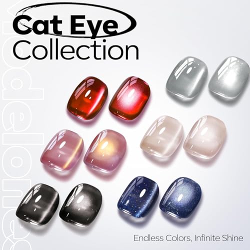 Image of modelones Cat Eye Gel Nail Polish, Silver White Glitter Gel Polish with Magnet 9D Holographic Clear Crystal Nail Polish Soak Off UV Shimmer Polish 15ML