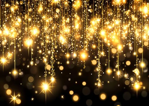Dudaacvt 7x5ft Black and Gold Backdrop Gold Spots Backdrop Vinyl Photography Backdrop Vintage Background for Family Birthday Party Newborn Studio Props