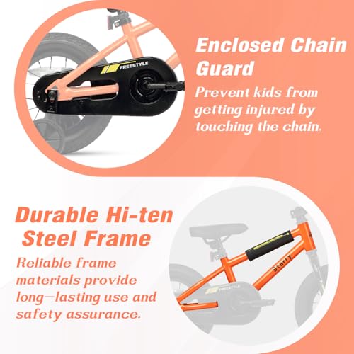 Image of 12 14 16 18 Inch Kids Bike BMX Style Bicycle with Training Wheels Coaster Brake for 2-10 Years Old Toddlers Boys Girls Multiple Colors