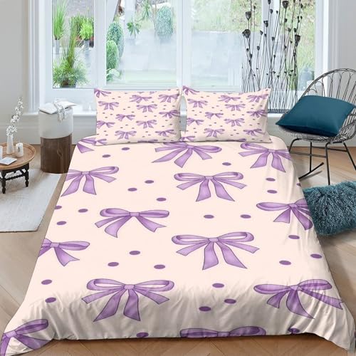 Housse de couette nœuds violets imprimé 3D douce et facile à laver - 4