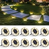 Solpex 10 Stück Solar Bodenleuchten Aussen, 8 LEDS Solarlampen für Außen Garten, Wasserdichte Solarleuchten Garten, LED Solar Solarleuchten für Aussen, Hof, Terrasse und Wege(Warmweiß)