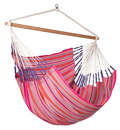 La Siesta® Habana - Chaise-Hamac Bio en Coton Kingsize, Rotation à 360°, Design Courbé, Fabrication Colombienne - Flamingo, Kingsize