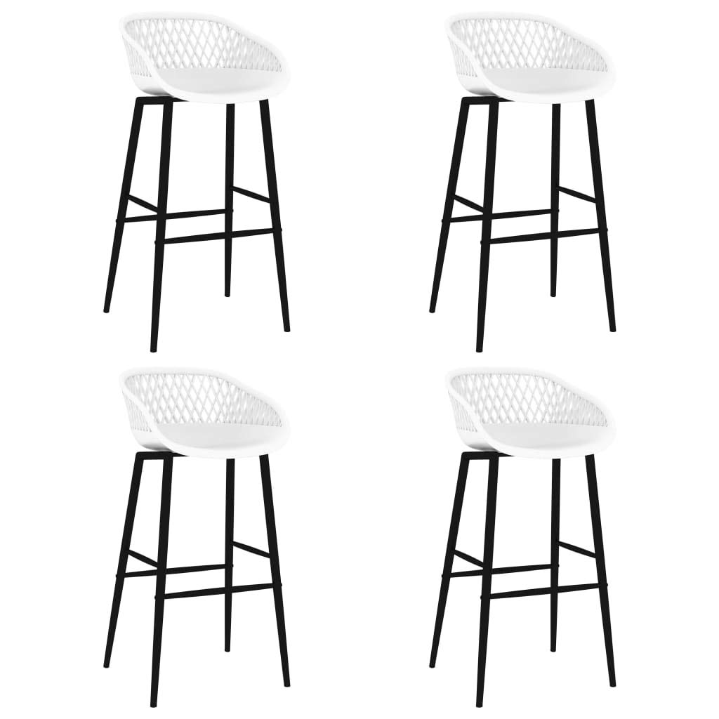 Tabourets de bar en polypropylène robuste blanc et pieds métalliques design lot de 4