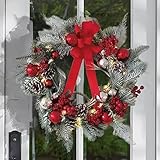 Ambiance festive rehaussée : avec une combinaison de guirlande de pin mélangée et de ruban raffiné, cette couronne exquise améliore la décoration générale tout en créant un environnement festif accueillant