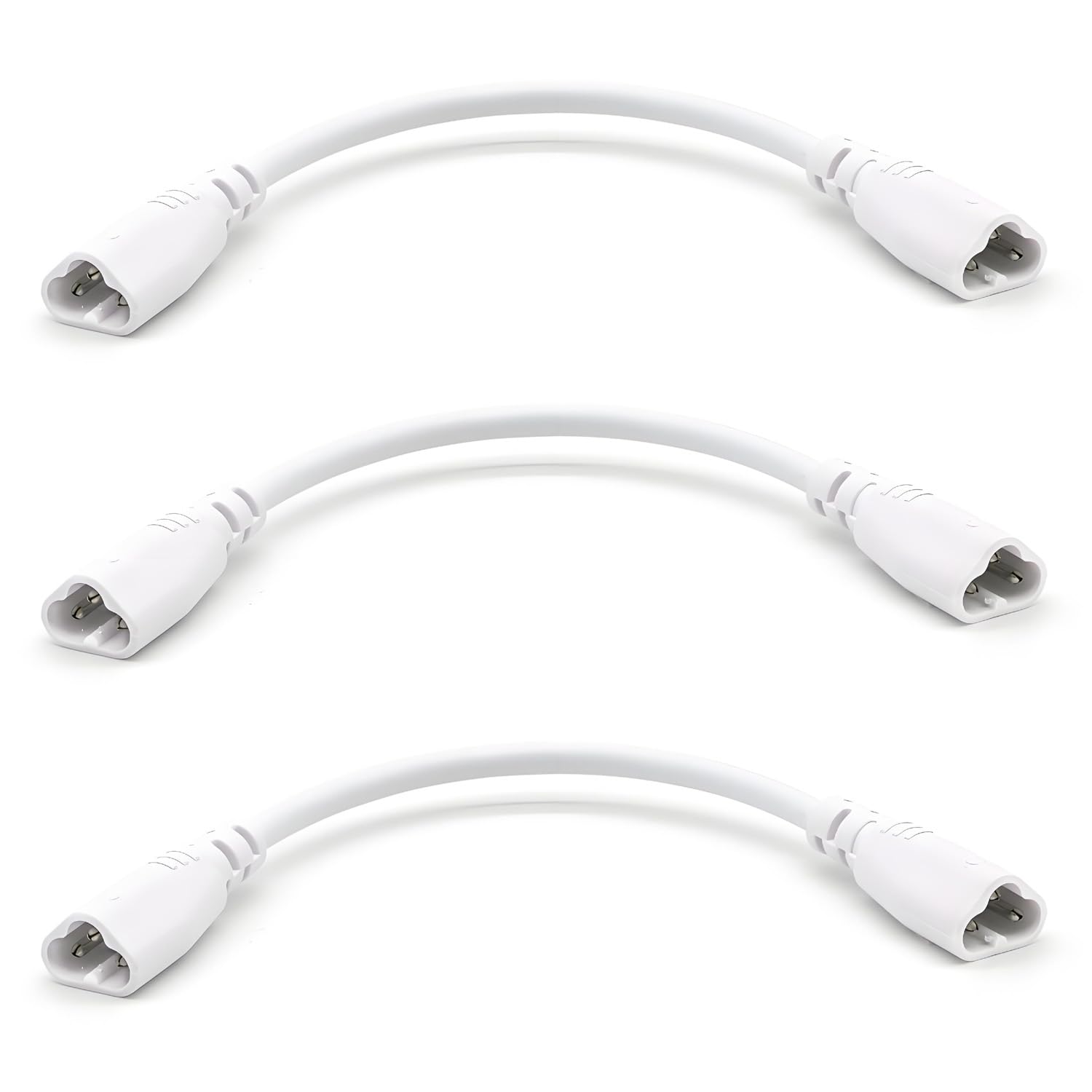 T5 T8 LED Tube Connector Cable Wire 8 inch Double Male to Male End Extension Cord for Integrated LED Fluorescent Tube Light Bulb Lamp Holder Socket(3-Pack 3Pin Male)