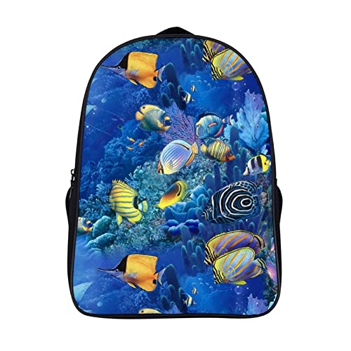 Sac à dos de travail et scolaire motif poisson 3D grand compartiment de loisirs