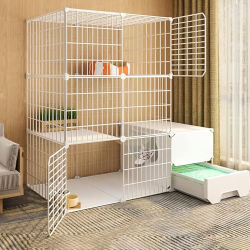 Corralito para gatos fácil de limpiar con paneles modulares 2