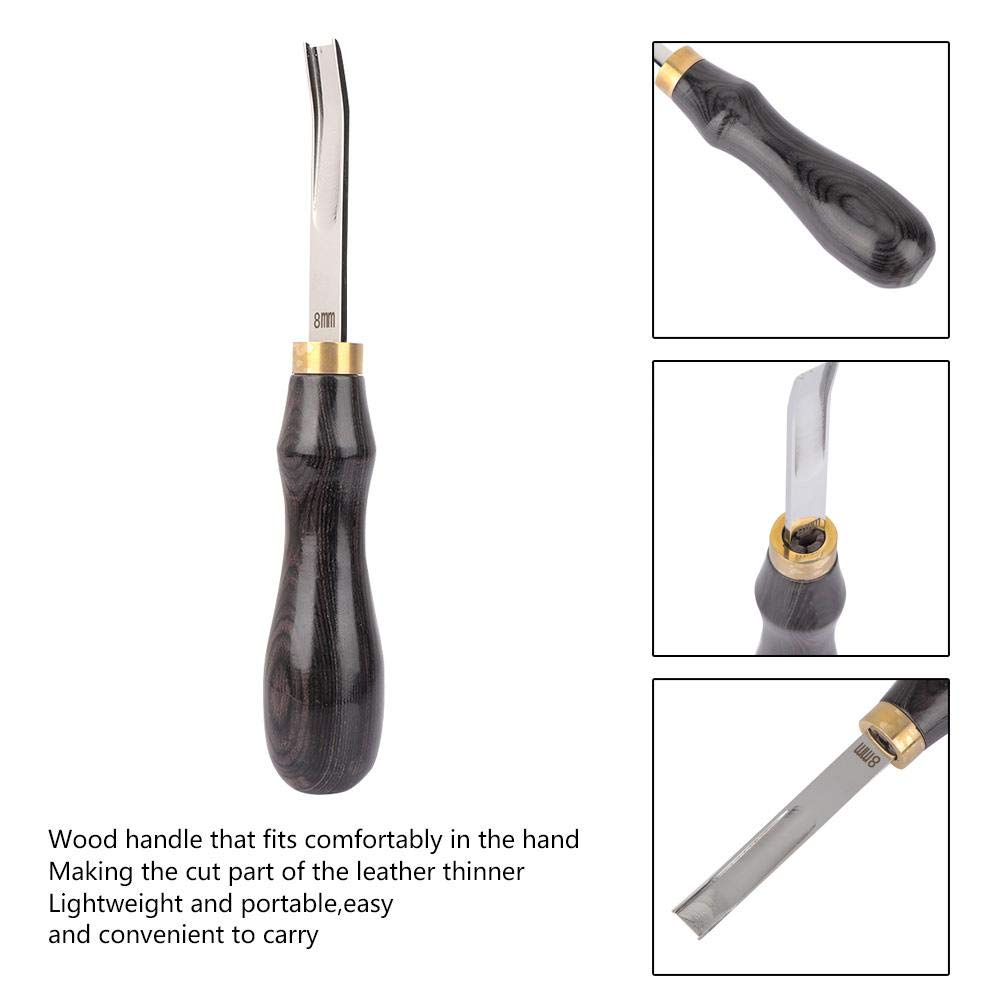Edge Beveler Leather Edge Skiving Beveler Leather Wood Handle Craft Edge Cutting Tool, 4mm/6mm/8mm/10mm Optional(8mm