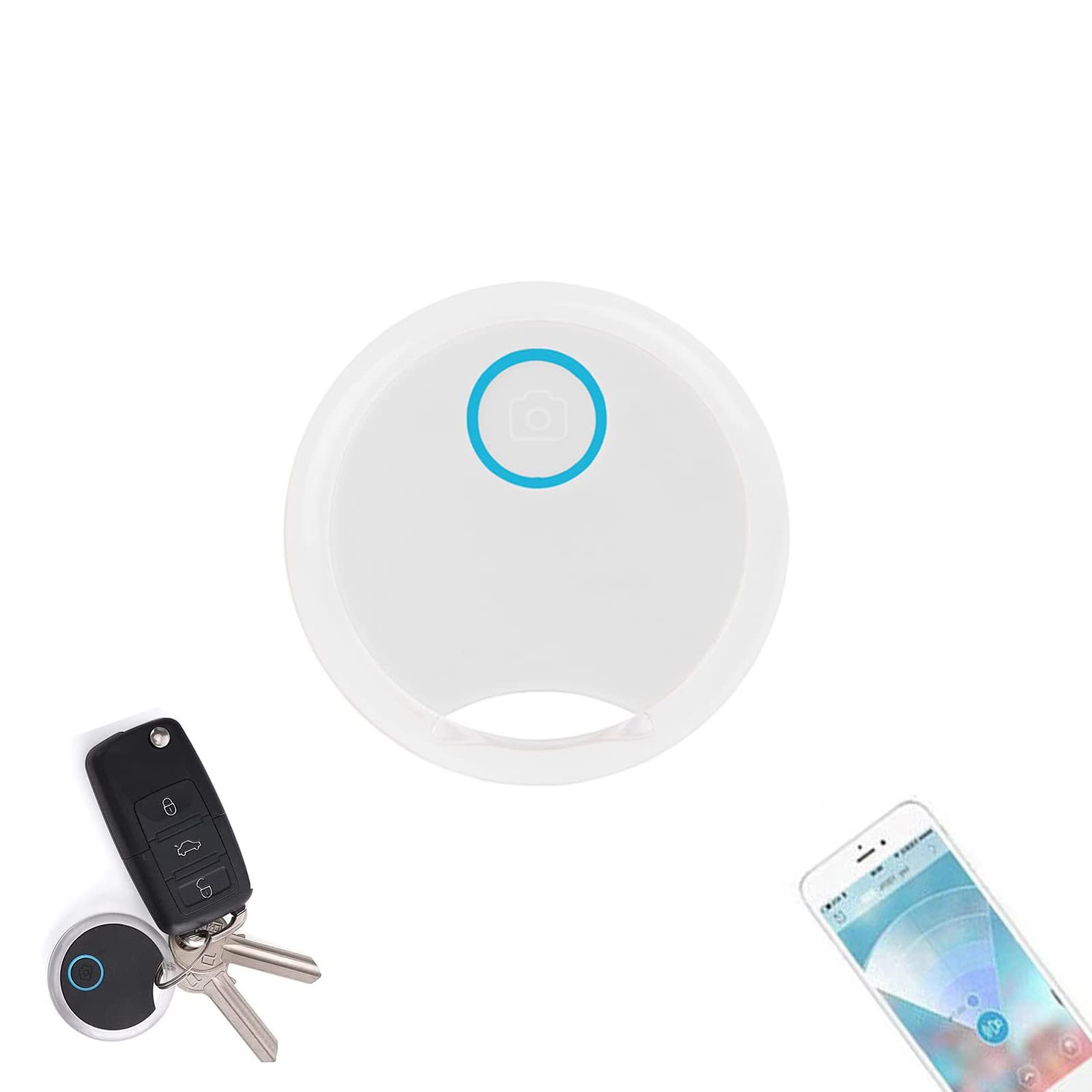 Smart Tracker Bluetooth Key Finder, Key Locator Device with APP Control, Up to 66 Feet Compatible iOS Android for Keys, Pets, Phone, Wallet, White-image-43
