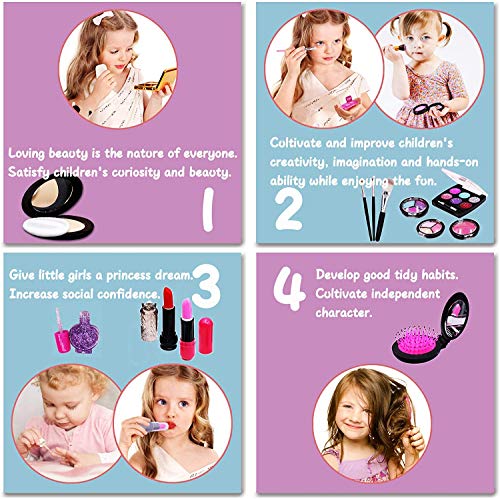 Kids Makeup Kit for Girls, Washable Makeup Kit, Real Play Kids Makeup Set Princess Play Birthday 3 4 5 6 Gift for Little Girls Toys