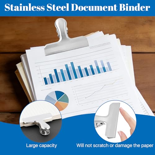 Akamino 24 Pcs Food Bag Clips, 3 Inch / 78mm Wide Stainless Steel Chip Clips, Air Tight Seal Grip on Coffee & Bread Bags, Bag Clamps for Home Kitchen Office Use and Food Storage - Image 4