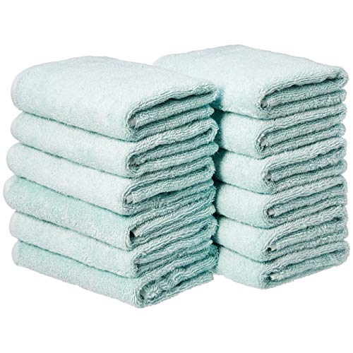 Amazon Basics Cotton Hand Towel - 12-Pack, Ice Blue