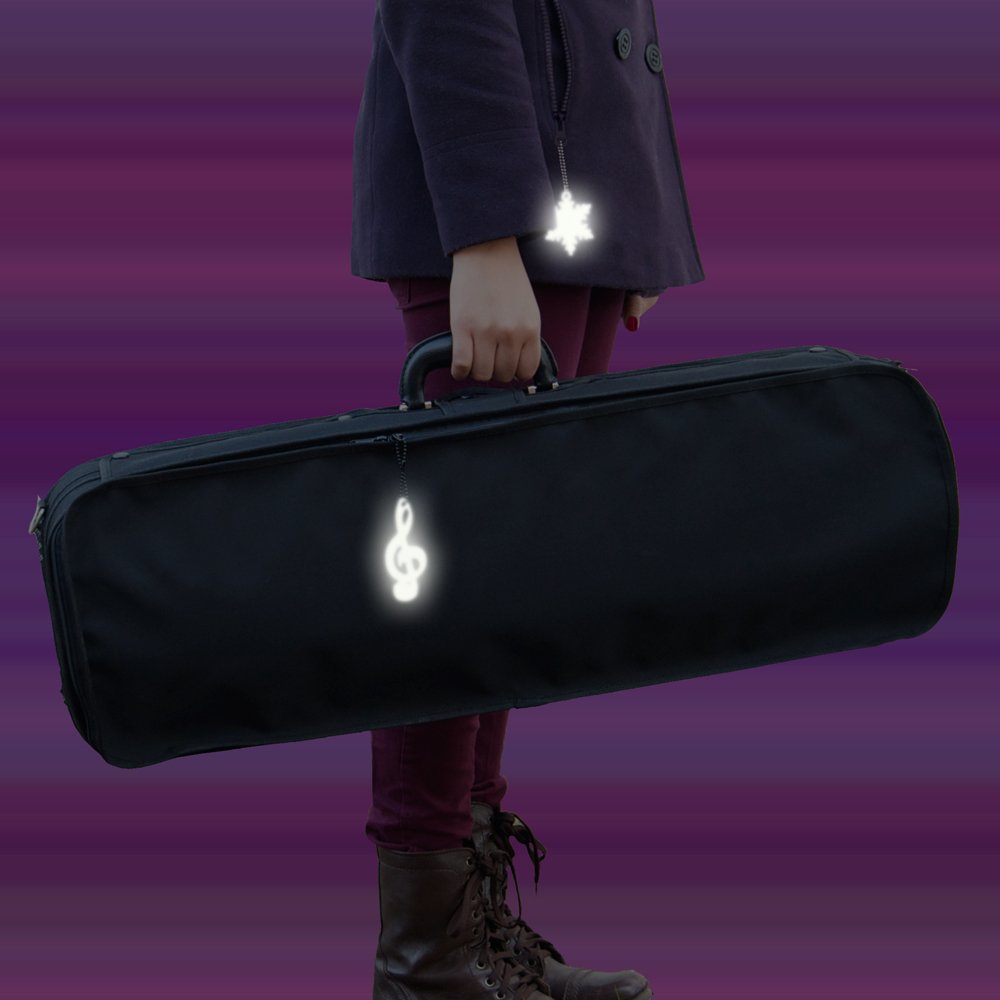 funflector Safety Reflector - Music Trio (Treble Clef, Bass Clef and Note) - Black - 3-Pack