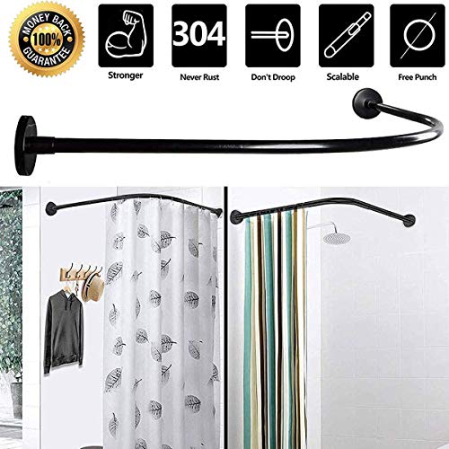 Barre de douche en L extensible sans perçage pour angle de baignoire