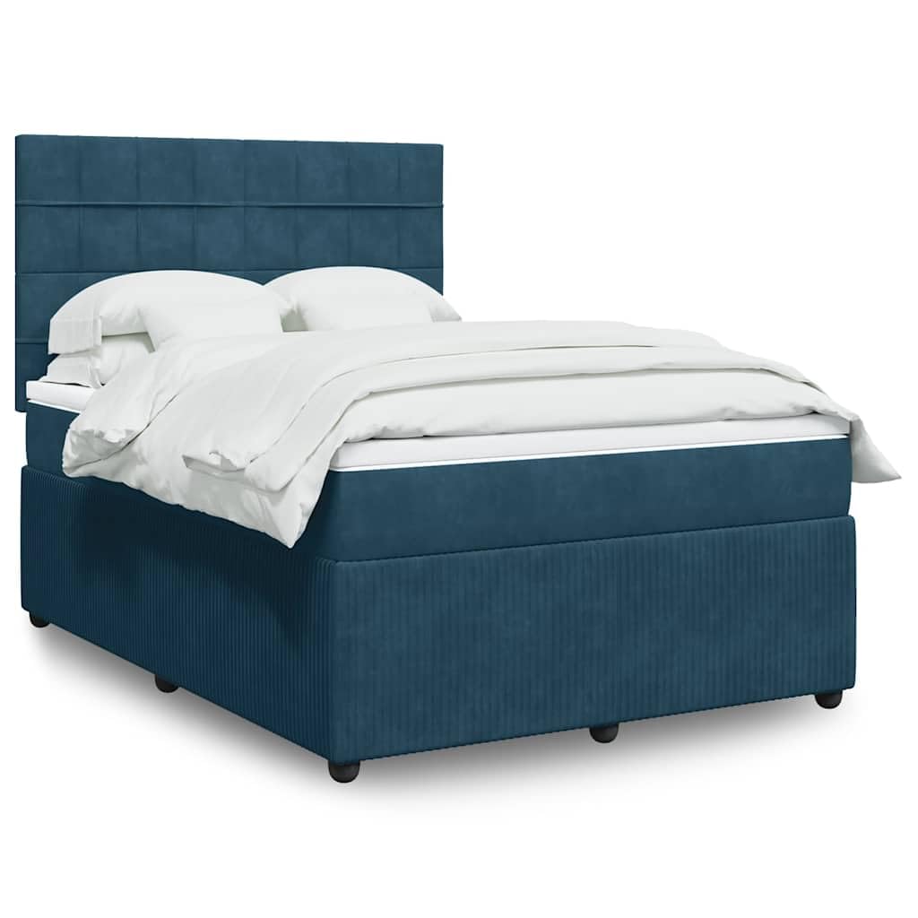 Velours Doux Ressorts ensachés Lit sommier Bleu 140x190 cm