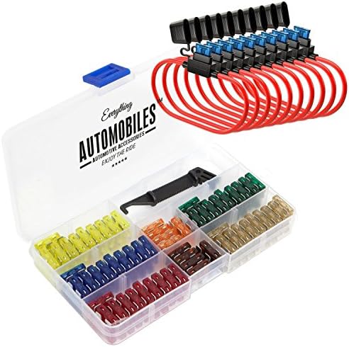 12v Inline Automotive Fuse Holders 14AWG - Plus 120 Assorted ATC Fuses - Includes Fuse Puller Tool. 5, 7.5, 10, 15, 20, 25 and 30 Amp fuses.