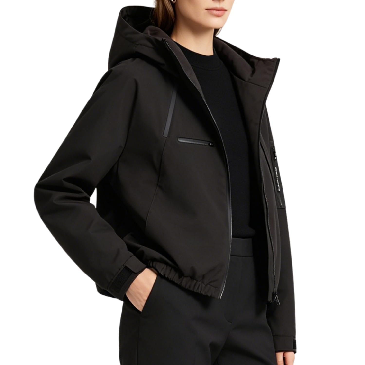 PUFFIT Regenjacken Damen Wasserabweisen Kapuzen Kurze Laufjacke Damen Atmungsaktiv Mit Zwei Reißverschlüssen