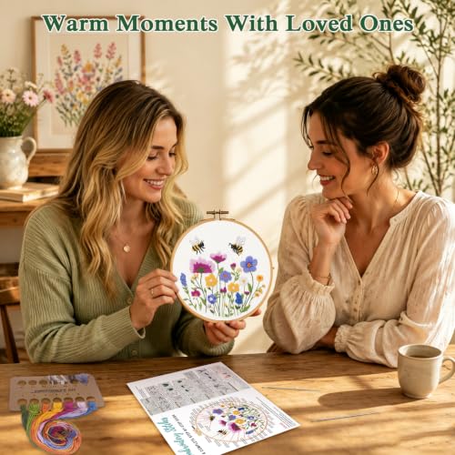 Image of Louise Maelys Embroidery Kit for Beginners, Wildflower Bee Embroidery Kit