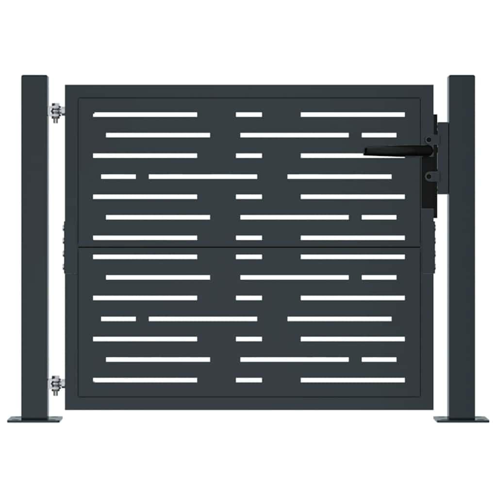 vidaXL Puerta de jardín Acero Gris Antracita diseño Cuadrado 100x75 cm, Puerta de Metal, Puerta Delantera de jardín, Puerta de jardín con Cerradura