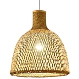 CHUERAK Lámpara Colgante De Bambú Y Mimbre Natural Lámpara con Pantalla De Cesta Tejida A Mano Lámpara Colgante Tejida del Sudeste Asiático Lámpara De Araña Rústica para Cocina, Comedor