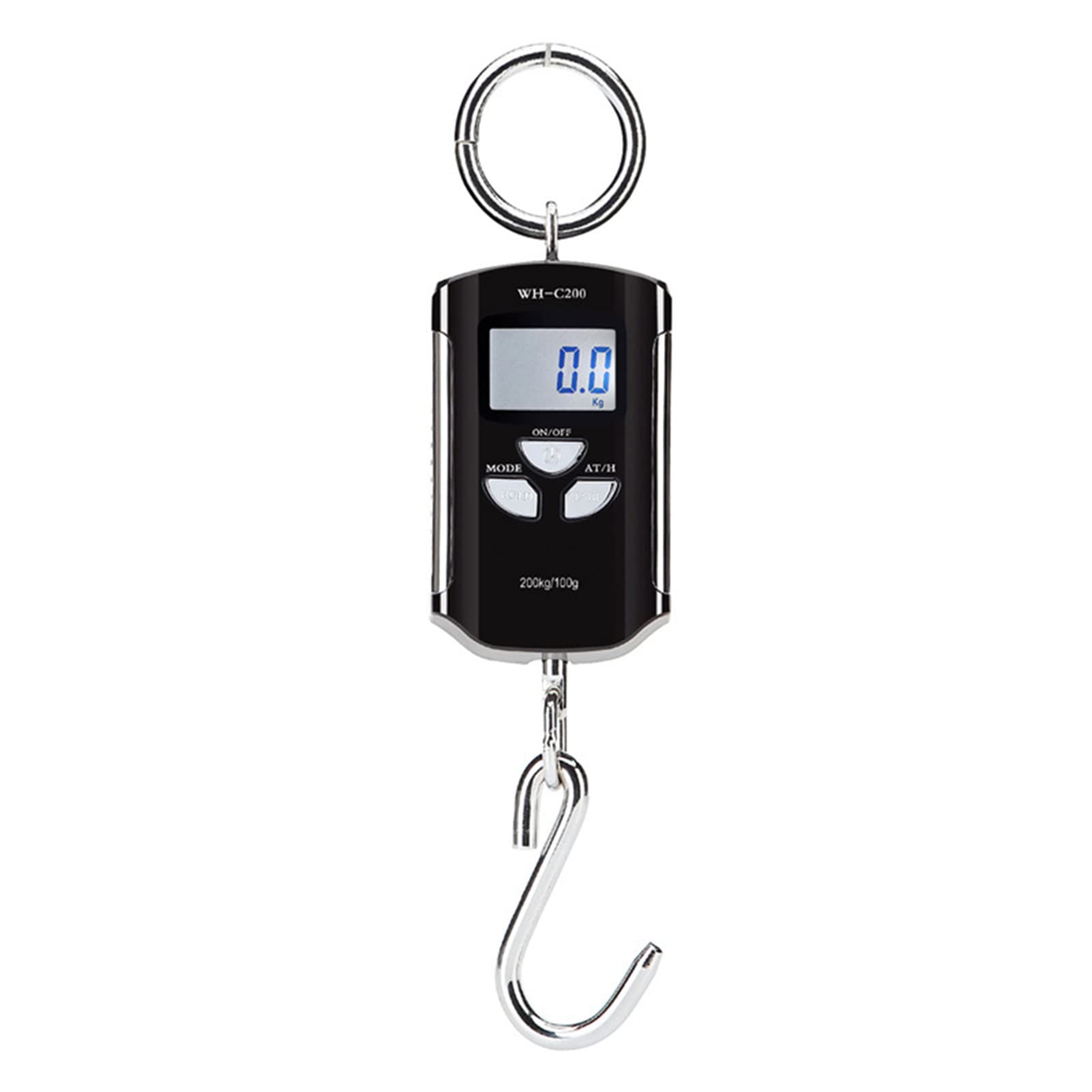 Bilancia digitale sospesa e bilancia portatile da gru per pesatura commerciale - Capacità massima 200 kg 440 lb con risoluzione 100 g - Display LCD retroilluminato e gancio in