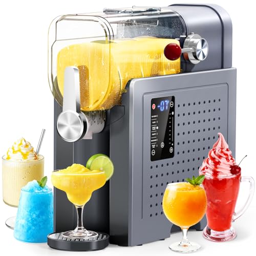 Slushy Machine for Home - 88oz Frozen Drink Maker, 2 In 1 Soft Serve Ice Cream & Slushie Machine with LED Display, No Ice Needed, 6 Preset Programs for Frozen Margaritas, Frappe, Smoothie, Milkshake