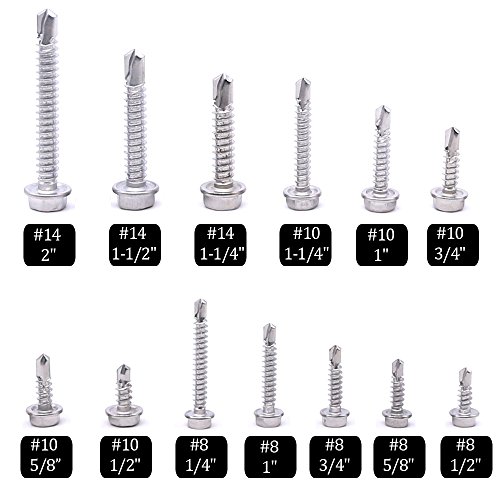 Kit de tornillos autoperforantes de acero inoxidable Hex 295 piezas miniatura 2