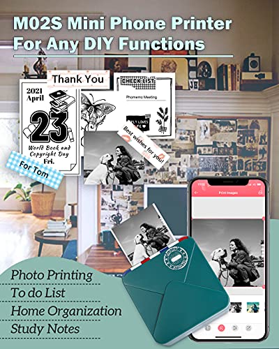 Phomemo M02S 304Dpi Pocket Printer- Upgraded Hd Bluetooth Thermal Photo Printer, Black And White Print-Out Phone Printer For Photo Printing, Plan Journal, Organization, Art Creation, Gift, Darkgreen #TOP4