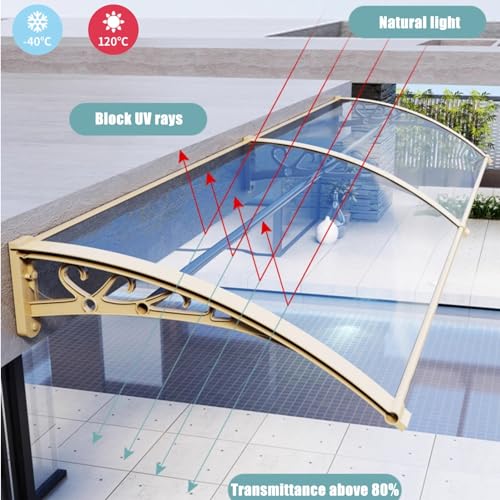Auvent de porte d'entrée polycarbonate solide protection pluie et neige