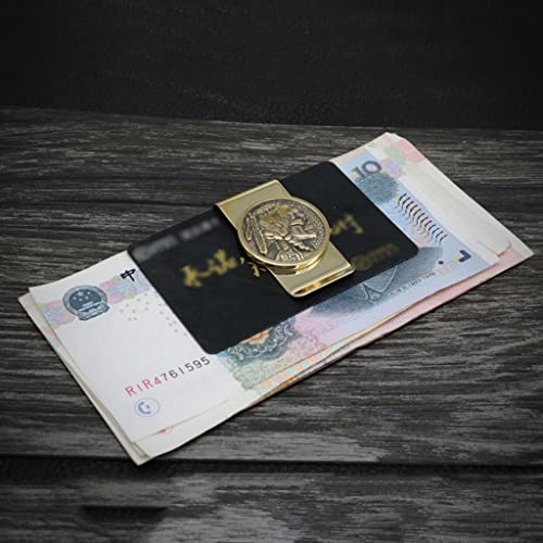Metal Money Clip, Brass Moneyclip, Vintage Coins Money Clip for Dad, Creative Skull Money Clip Wallet for Men, 5.7*3cm4