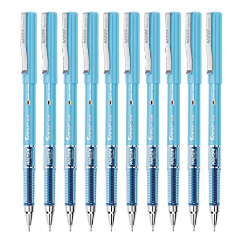 Hauser Sonic 0.55mm Gel Pen Box Pack | Attractive Foiled Body | Stylish Metal Clip | Refillable & Waterproof Gel Ink | German Technology For Smooth & Effortless Writing | Blue Ink, Set of 10 Gel Pens (Image - 1)