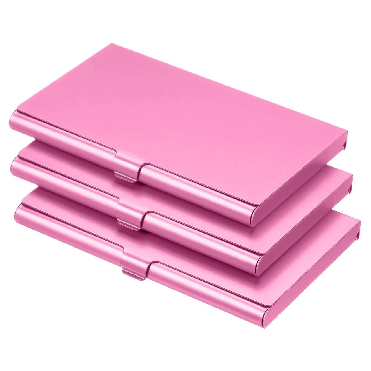 Vaeltor Women's Pink 10Pcs Business Card Holder Metal Box Cover Credit Aluminum Alloy Flip Slim Name Cards Case For Men(Pink)