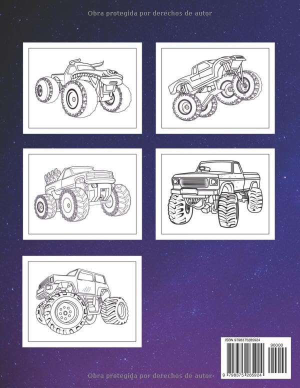 Miniatura 2 de Monster Truck Libro para Colorear para Niños 50 Dibujos en Letra Grande para Niñas y Niños de 4 a 8 Años (Spanish Edition)