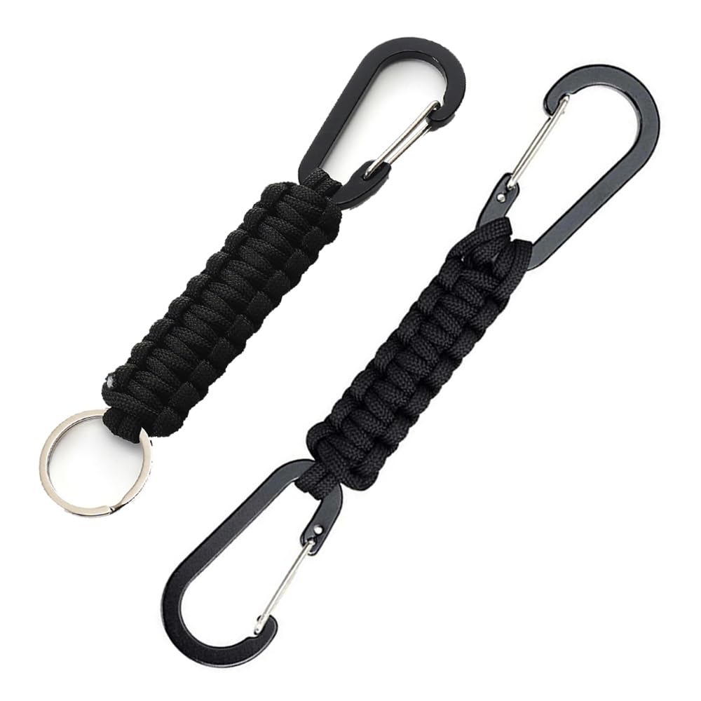 2 Pcs Outdoor Snap Hook Carabiner Clips Heavy Duty Lanyard Key Chain Heavy Duty Paracord Keychain with Carabiner for Camping Hiking Fishing Water Bottle Backpack