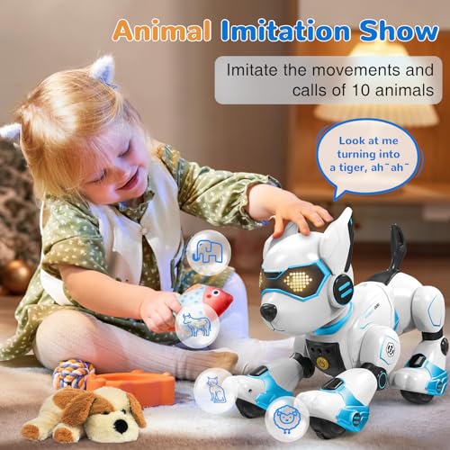 Miniatura 3 de Pranite Perro Robot Para Niños, Perro Robot Programable E Interactivo, Juguete Teledirigido Recargable Con Control Por Voz Y Gestos, Música Y Baile, Regalo Ideal Para Niños Y Niñas