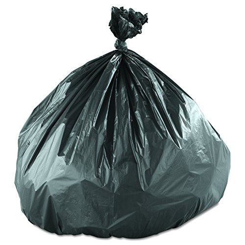 Image of Inteplast Group high-Density interleaved Commercial can Liners, 45 gal, 16 microns, 40 inch x 48 inch, Black, 25 Bags /roll, 10 Rolls /Carton