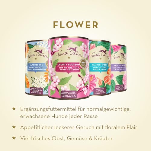 Terra Canis Rind mit Erdäpfeln, Marille und Bergkräutern - Flower Menü Alpenblüte Nassfutter 6x400g | Premium Hundefutter in 100% Lebensmittelqualität Aller Rohstoffe | Reichhaltig & gesund
