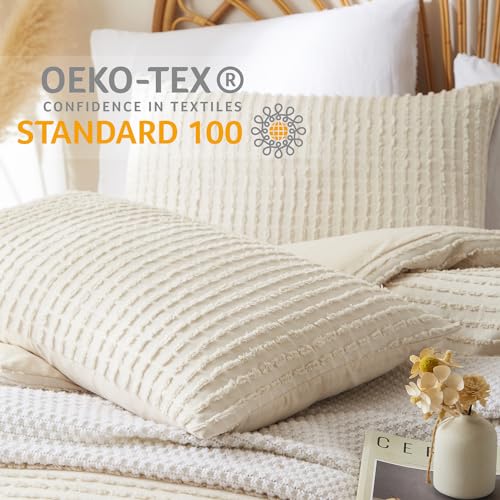 Housse de couette 220x240 rayée tuftée en microfibre de qualité supérieure - 6