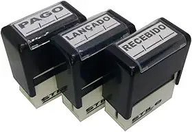 Kit 03 Carimbos Profissional - Pago - Lançado - Recebido