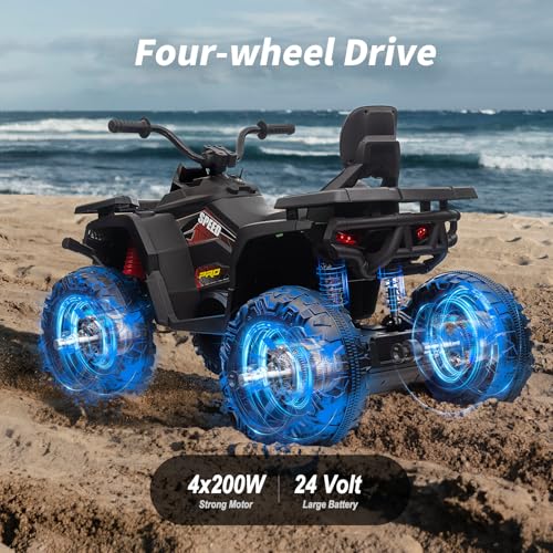 Hikiddo Kids Atv 4 Wheeler, 24V 4Wd Electric Atv Ride On Toy For Big Kid W/ 2-Seater thumb #4