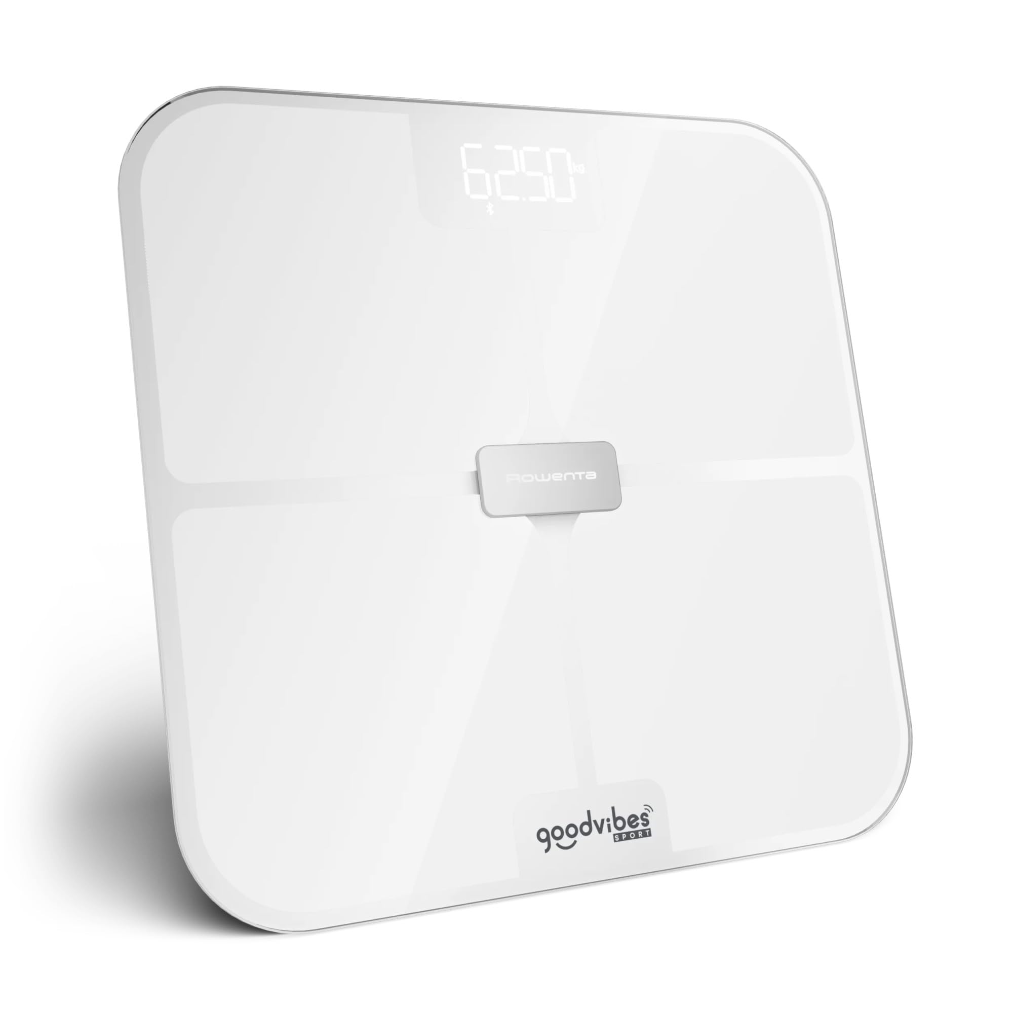 Rowenta Goodvibes Life+ 2.0, bilancia connessa, analisi corporea, BR9740 | Grande display, Accensione e spegnimento automatici, Design ultrasottile e salvaspazio, Colore: Bianco