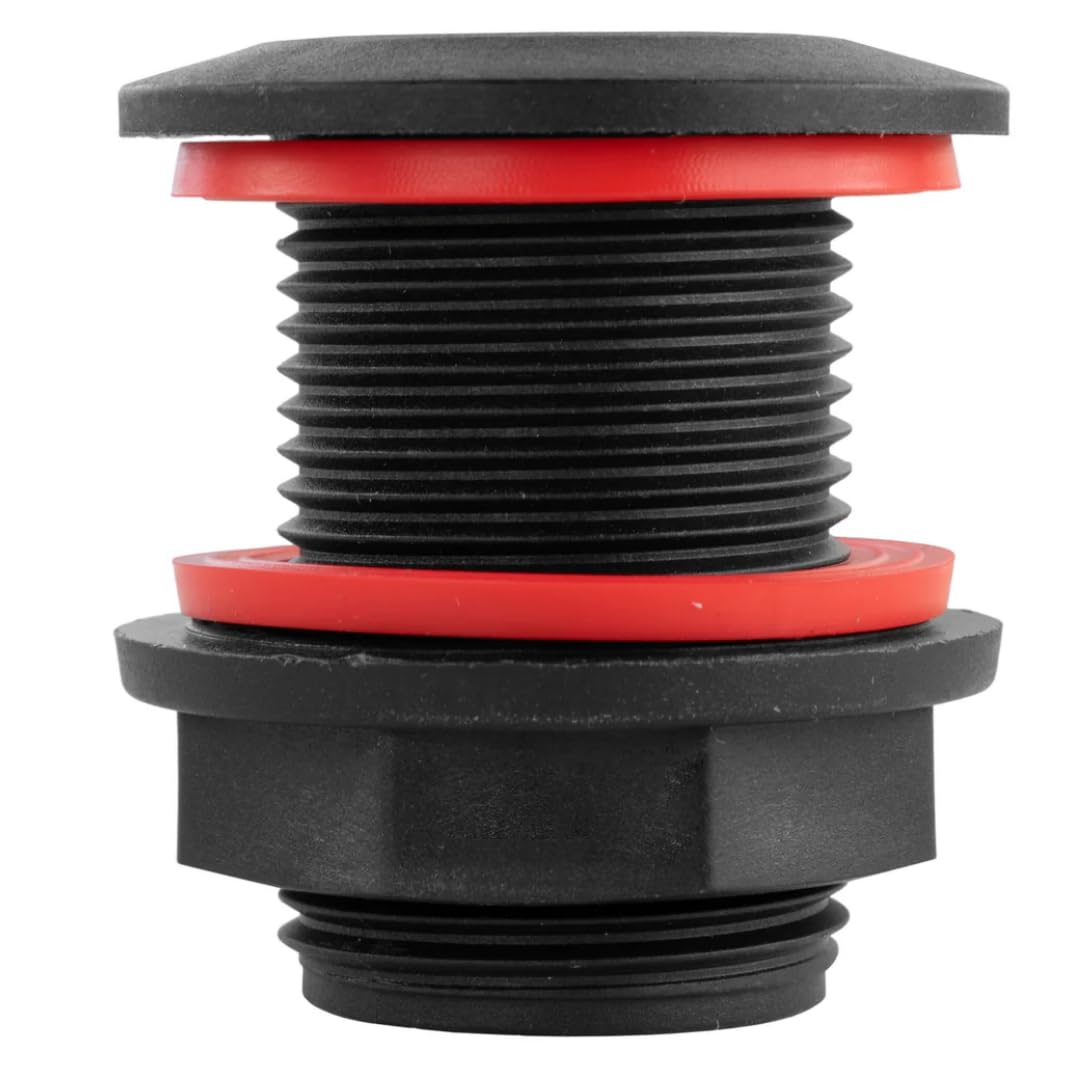 Water Butt Drain Plug Adapter Rainwater Storrage Barrel Bulkhead Draining Male Threade Plug Leak-proof Fit Black with Lock Nut & Washer (1” BSP)