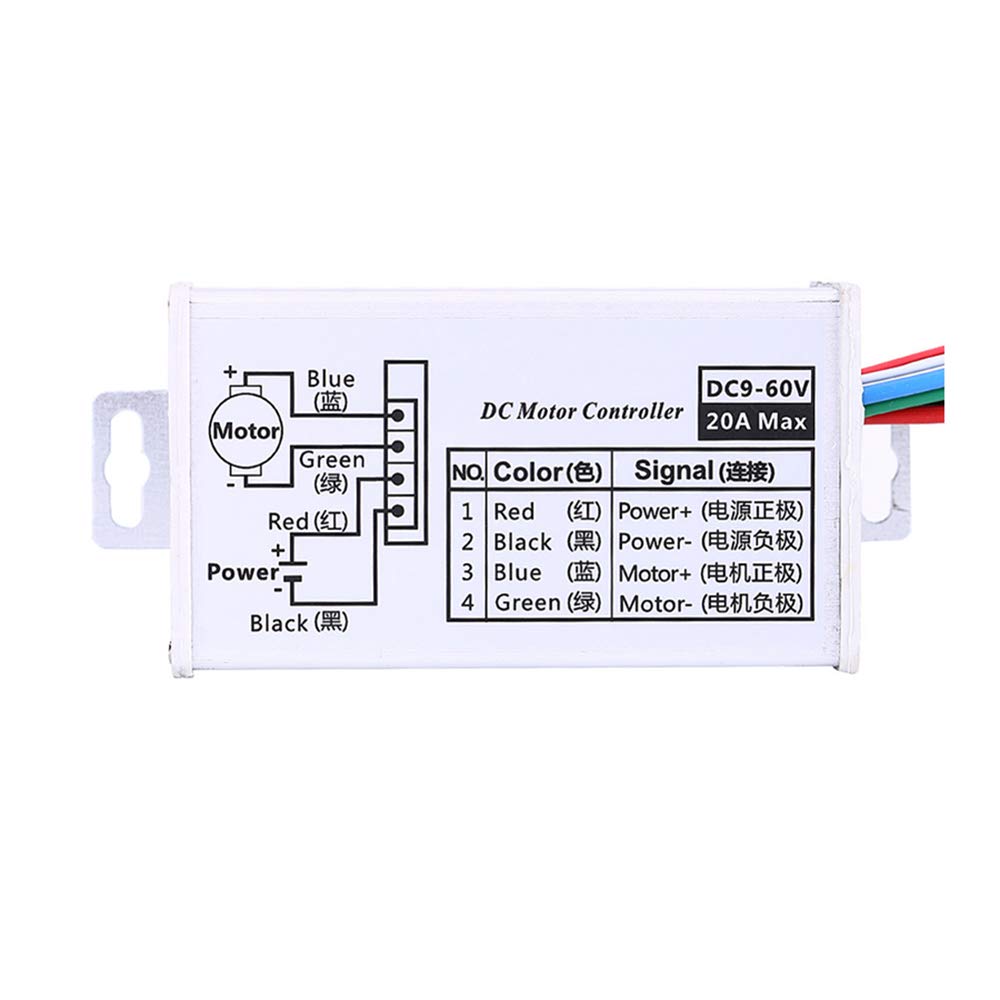 DC Motordrehzahlregler 9-60V, 20A (18A Dauer) – PWM-Modul Mit Potentiometer, 0-100% Stufenlos, Kühlkörper, Für Elektromotoren