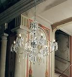 murano glas lampe orange Lüster Kronleuchter in Chrom transparent | Handgefertigt in Italien