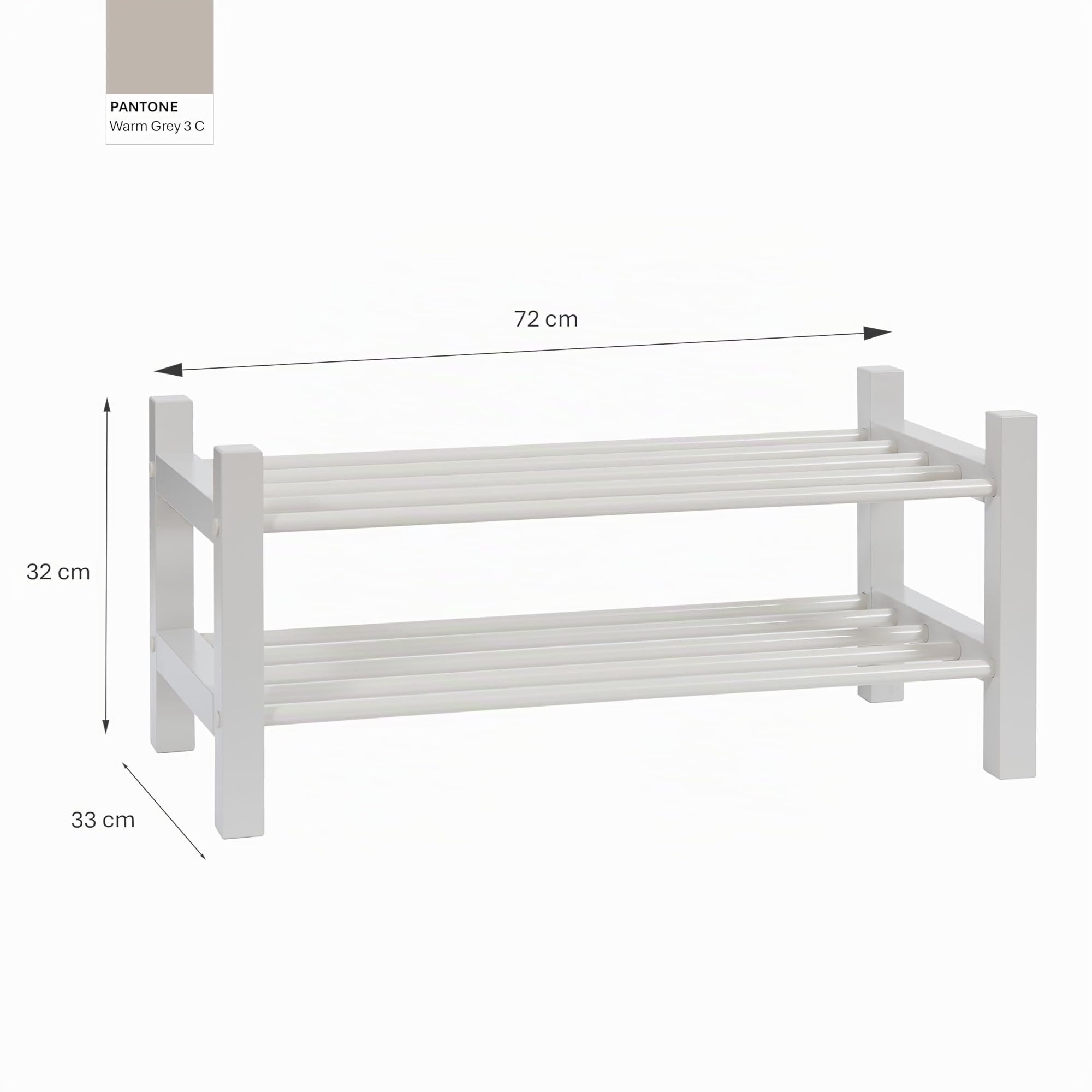 LOVE IT STORE IT LOFT Schuhregal schmal, Grau | Platzsparendes Schuhregal aus Metall und Holz, Für bis zu 8 Paar Schuhe, Mit 2 Ebenen, 73 x 33 x 32 cm